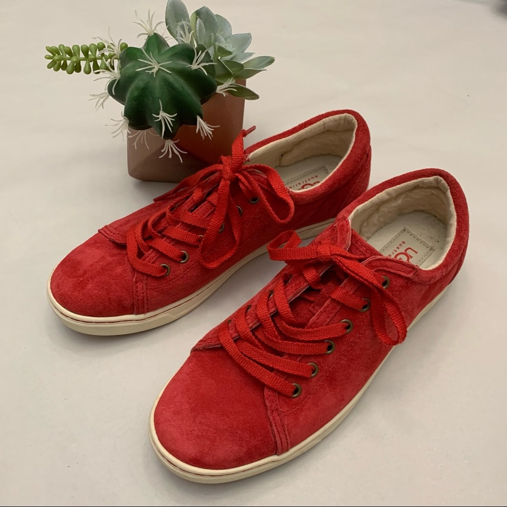 UGGPure Australia Tomi Red Suede Sneaker Shoes Sz8